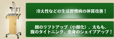 冷え性などの生活習慣改善！顔のリフトアップ（子顔化）、太もも、腹タイトニング、全身のシェイプアップ！